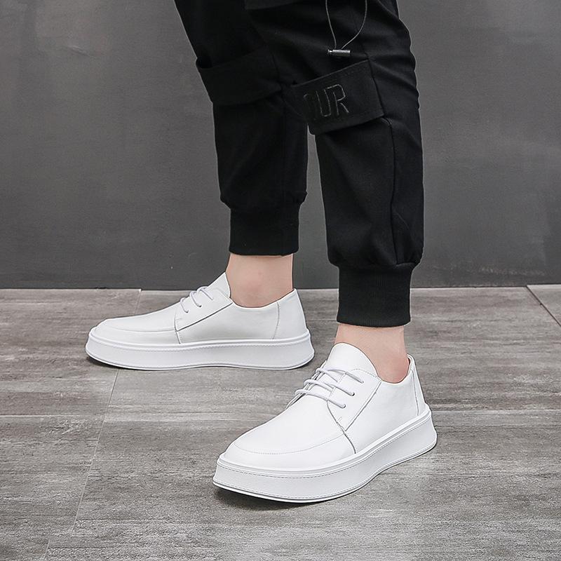 Fashion New Cowhide White Platform Shoes for Men Designer Casual Sneakers for Men Spring Autumn Fashion Cow Leather Zapatos De Hombre