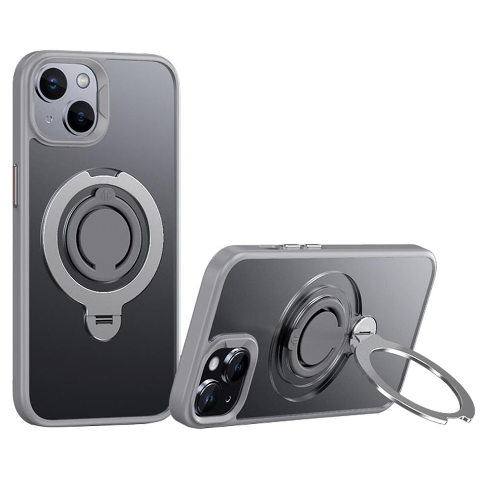 

For iPhone 14 Case Compatible with MagSafe Kickstand Matte PC+TPU Phone Cover with Silicone Ring C