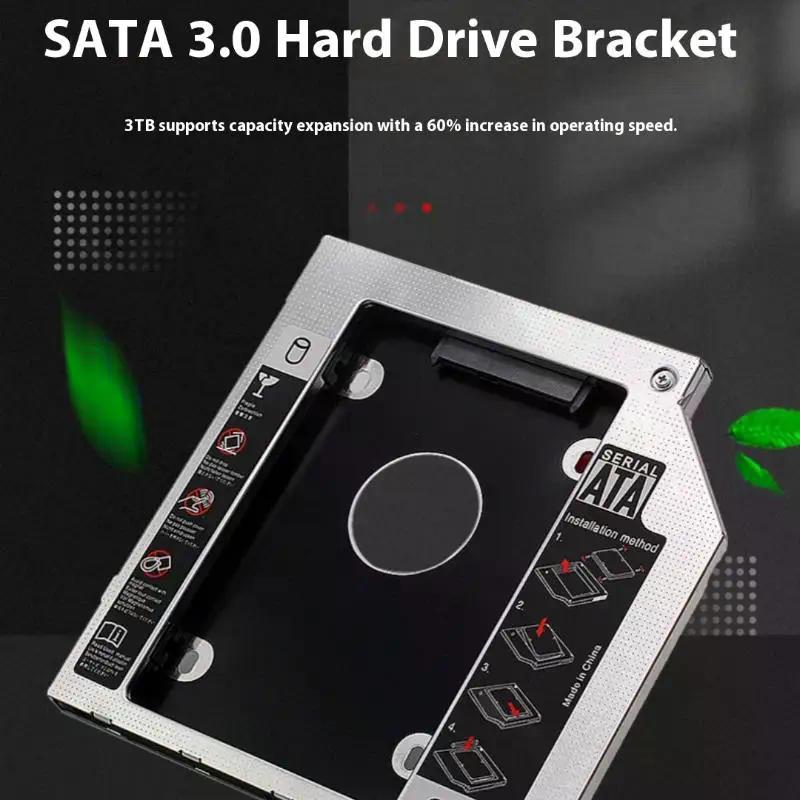 NEW SALE 2.5" SSD CD DVD To HDD Case Enclosure CD-ROM ODD Optibay Plastic Aluminum Universal 9.5/12.7mm SATA 3.0 2nd HDD Caddy