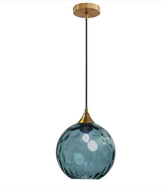 Nordic Colorful Water Ripple Glass Sphere Pendant Lamp for Bedroom or Bar.