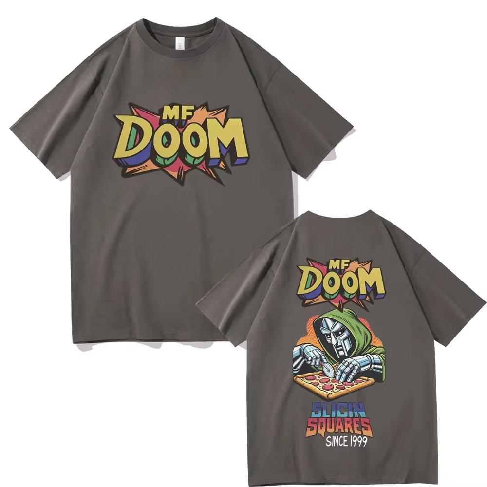 Rapper Mf Doom Slicin Squares Since 1999 Graphic Tshirt Mens Hip Hop pure Cotton Vintage Short Sleeve Top summer Streetwear