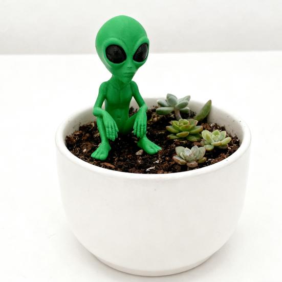 Mini Alien Ornament Sci-fi Alien Figur Lustige Sitzende Alien Statue Pflanzgefäß Dekoration für Garten Zuhause Schreibtischdeko Geschenk für Alien-Liebhaber