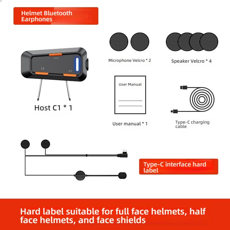 Bluetooth 6.0 Helmet Headphone, Dual Person Intercom Group Talk Noise Reduction for Motorcycle