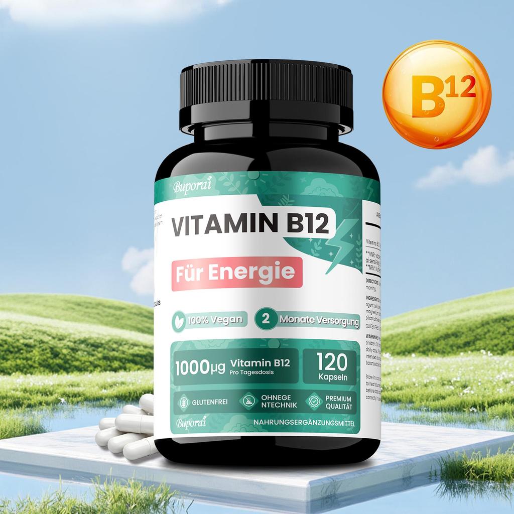 Vitamin B12 1000 mcg helps replenish energy and boost immunity. Vitamin B12 cyanocobalamin, gluten-free and GMO-free.