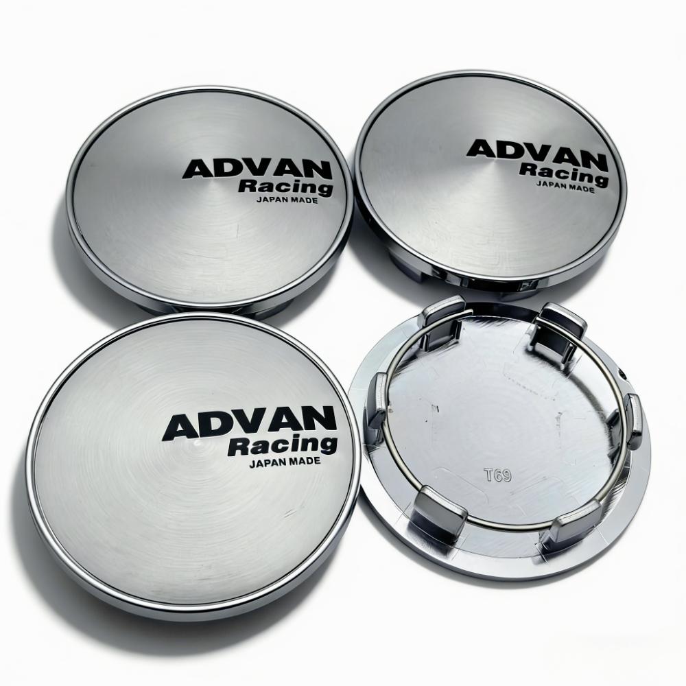 4pcs JDM Advan Racing Logo Emblem Car Wheel Center Caps OD 69MM Clips 56MM Wheels Hub Cap Rim Hubcaps Dust Cover Car Accessories