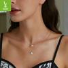 One-Carat Mozzarella Diamond Necklace For Women, Gift For Girlfriend, Classic Timeless 925 Sterling Silver Collarbone Chain