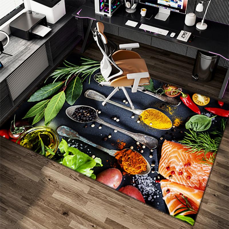 1Pc Food Theme Printed Circular Carpet, Home Door Mat, Outdoor Travel Protection Carpet B6