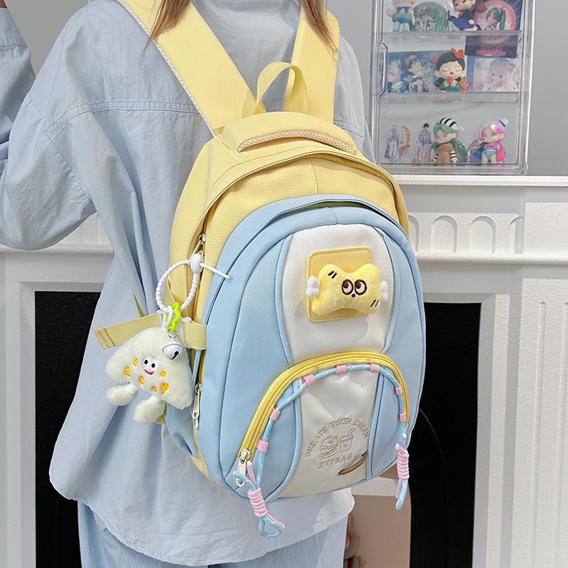Student Schoolbag Women's Contrast Color Backpack Children's Backpack for Girls