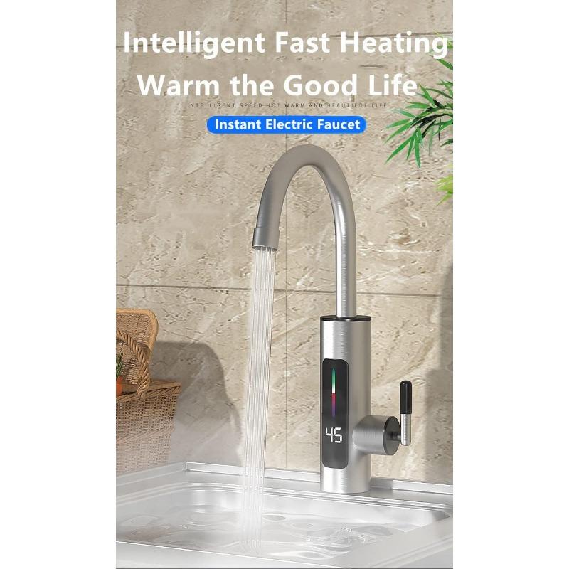 110V Hot Water Heater Faucet Instant Tankless Electric Kitchen Bathroom Fast Heating Tap Water Faucet with LED Digital Display