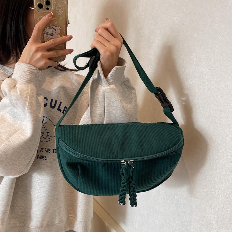 Corduroy Chest Bag Women's Underarm Bag Shoulder Bag Commuter Crossbody Bag