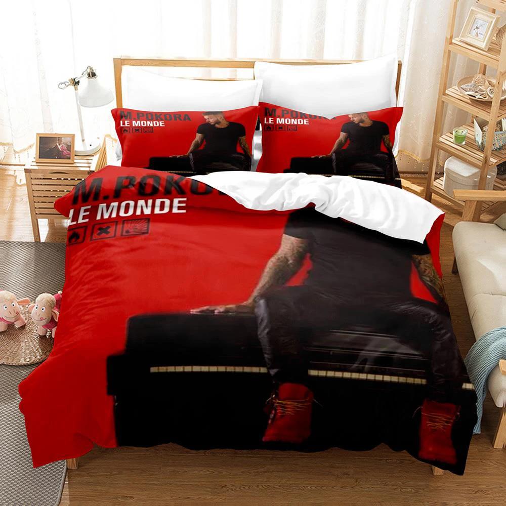 M. Pokora Single Double Quen King-Sized Dimensionsd Dimensions Beding Set Young Boys Bedrom Soft Duvet Cover Set Col 3D Printed Bed Shets Comfortable