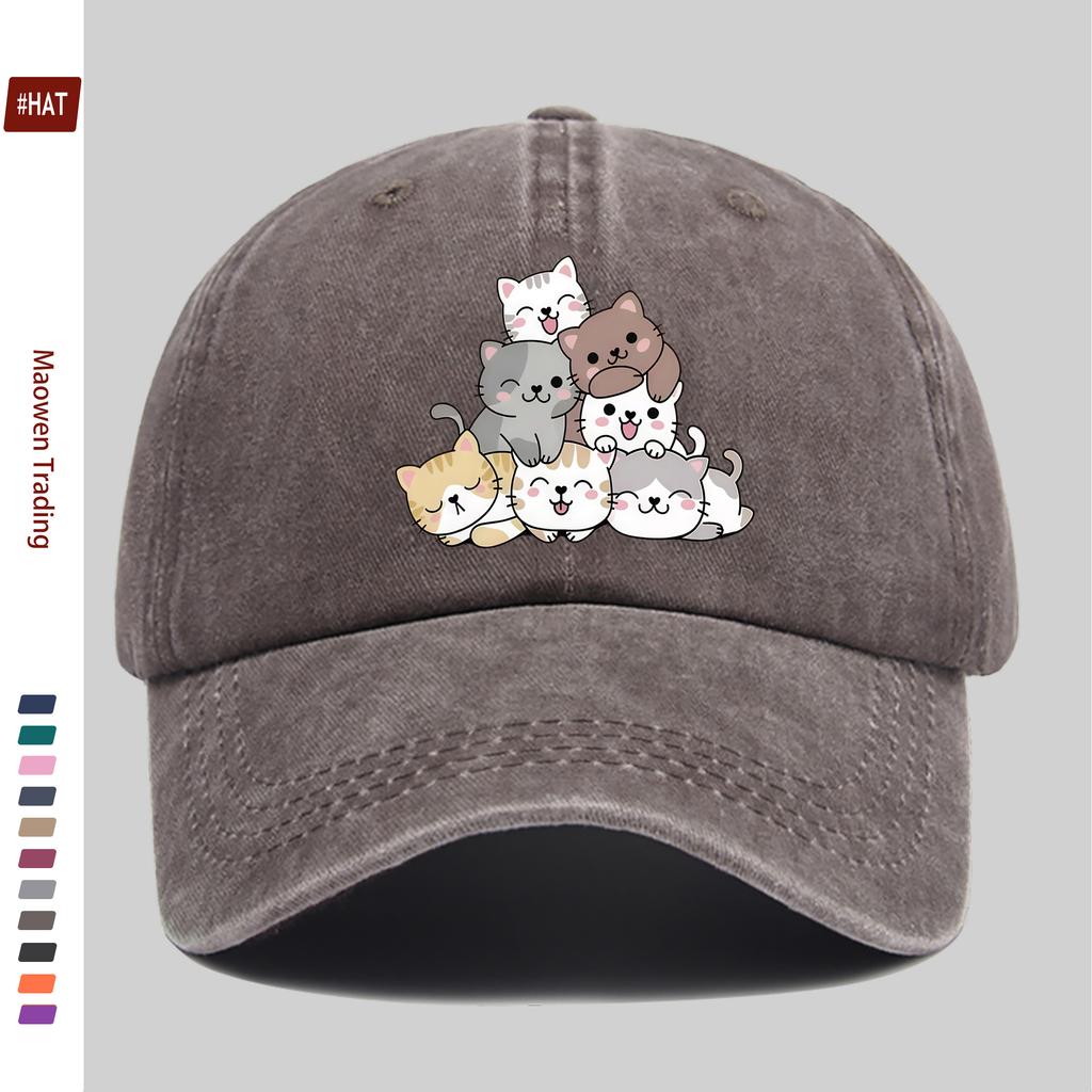 Pc Unisex Cute Cat Print Baseball Cap with Multiple Pet Cat Print Designs Sun Hat Hunting Decorative Hat Adjustable Buckle S