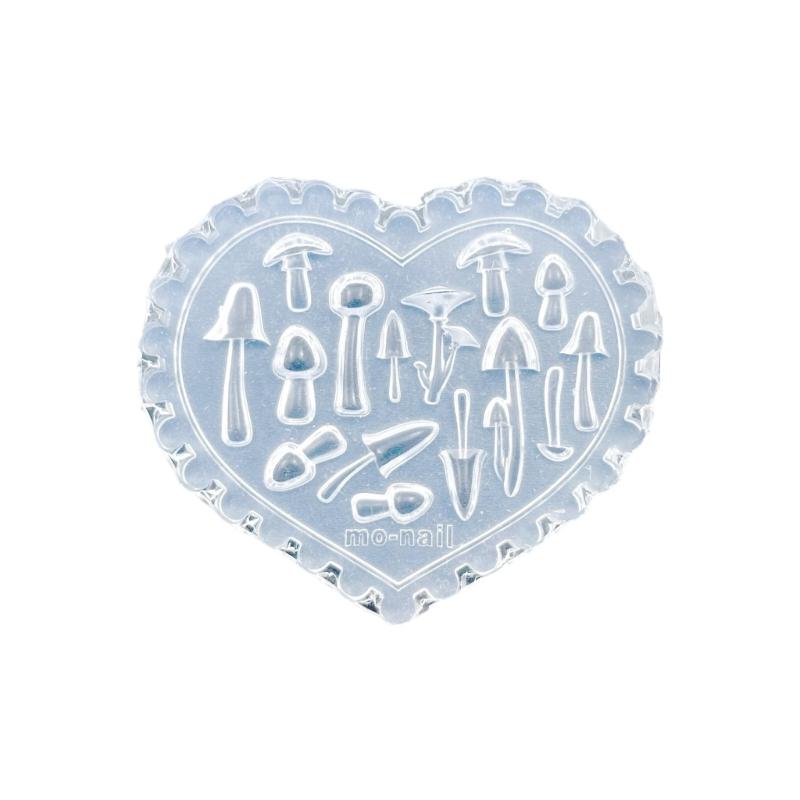 Silikon Nagelkunstform mit Pilz-, Ahornblatt-, Herzmustern für DIY Maniküre-Design, wiederverwendbare Vorlage