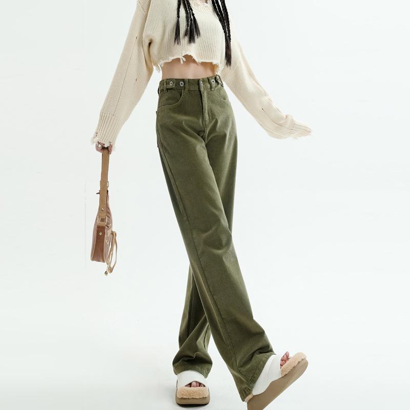 Wide-leg Pants for Women Spring Retro High Waist Trousers High Waist Loose Casual Pants for Women Spring Floor Straight Pants for Women Spring