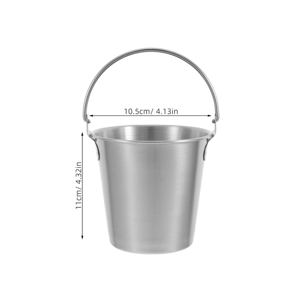 Stainless Steel Snack Bucket Small French Fry Holder Portable Ice Cube Container Serving Bucket for Parties Picnics Daily Use