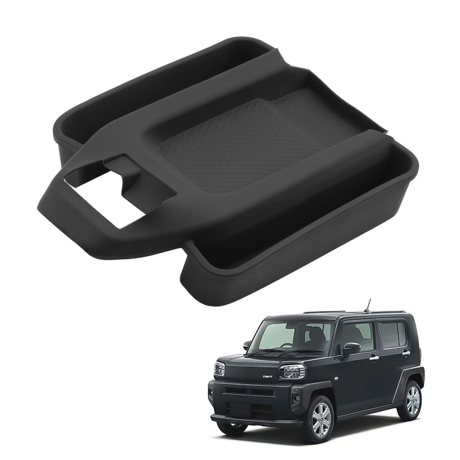 

HUAHAO Консольный лоток для Daihatsu Taft Консольный автомобильный органайзер для хранения мелочей, устойчивый к царапинам и пятнам, настраиваемый, легко чистящийся и аксессуары LA900S/LA910S, Нескользящий чёрный