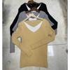 GMXIA Gentle Wind Design Sense Fake Two V-neck Knitwear Women's Autumn Top with The Bottom Women Sweaters