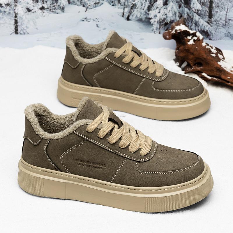 

Зимние флисовые кроссовки с микрофибровой кожаной поверхностью, молодежные флисовые туфли с толстой подошвой, устойчивые к холоду и теплые, спортивные, хлопковые, мужские туфли 44