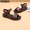 Damensandalen aus Leder mit weicher Sohle, Mama-Schuhe, Sommermode, bequeme Schuhe, flache, rutschfeste Sandalen mit dicker Sohle, mittleres Alter, PU-Material