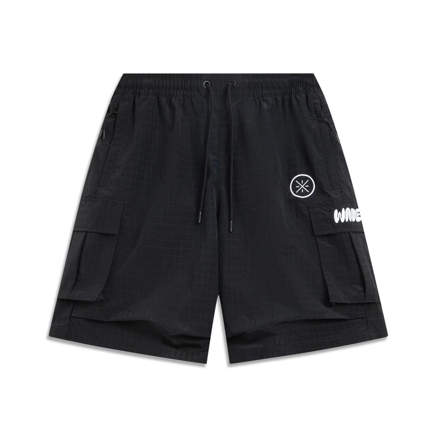 

Li Ning X Jay Flow Collaboration Wade Series Letter Mid-Rise Drawstring Breathable Versatile Straight-Leg Casual Shorts Men shorts AKSV671-1 L