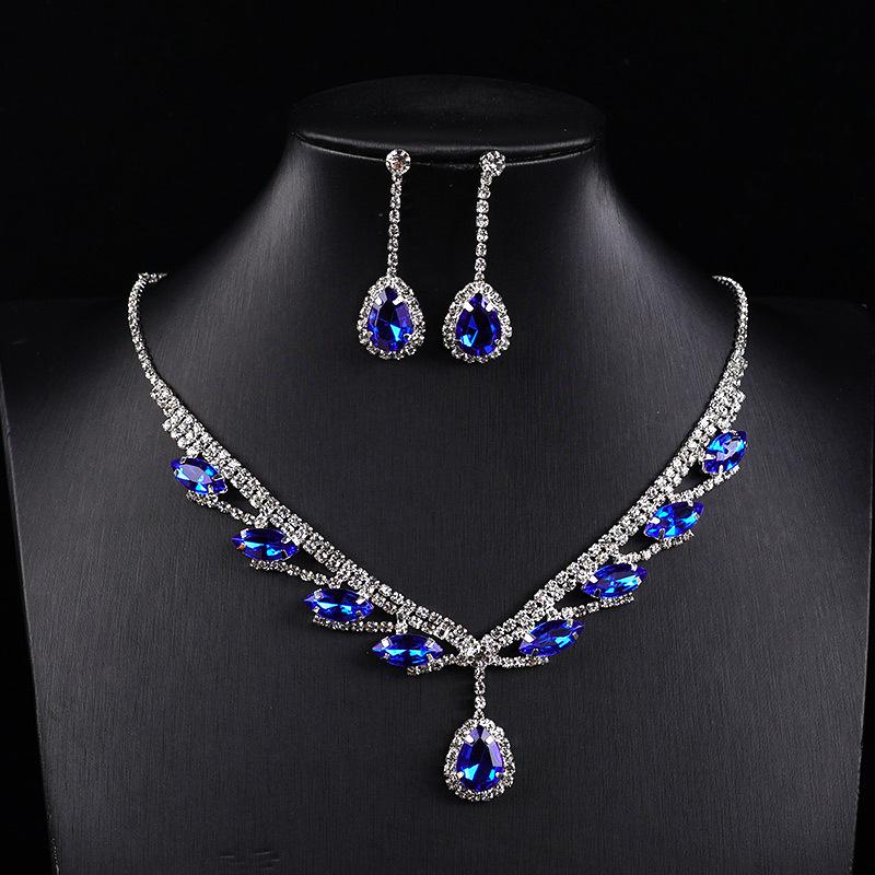 Zirconia Water Drop Bridal Necklace  Earring Set – Wedding Jewelry Accessories