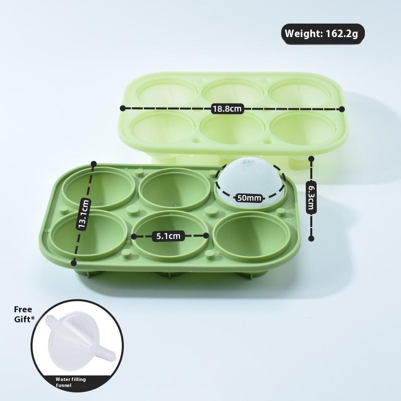 

6-луночный силиконовый формочка для льда, большая, большая, круглая, сферическая, форма для льда, кубик, поднос для морозильной камеры, инструменты для виски, коктейлей, бара