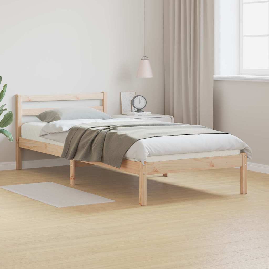 Brown Bed Frame 215.5 x 85.5 x 69.5 cm Solid Pine Wood