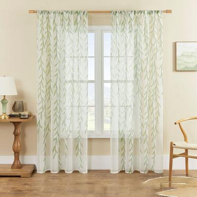 Cortinas Voile Transparentes com Estampa Floral - Cachecol Voile para Filtragem de Luz para Varanda, Janela Saliente, Sala de Estar, Divisória de Ambiente e Privacidade