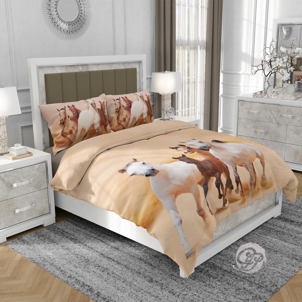 3D cotton satin bedding 160x200 cm ARAB HORSES