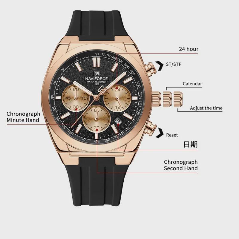 Waterproof Sport Watches for Men Multi-function Chronograph Wrist Watch Male Luxury Silica Band Quartz Clock