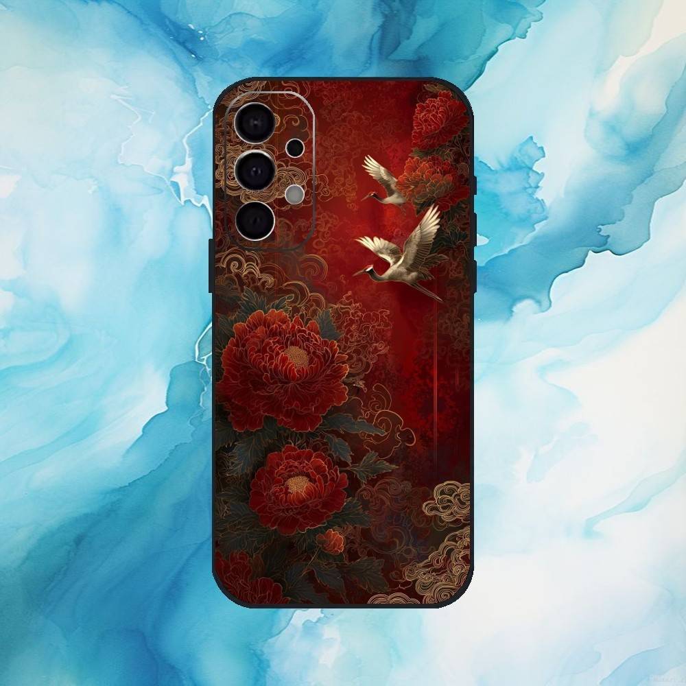 Lucky Crane Phone Case For Samsung Galaxy A73,A72,A71,A70,A53,A52,A51,Soft Silicone Black Cover