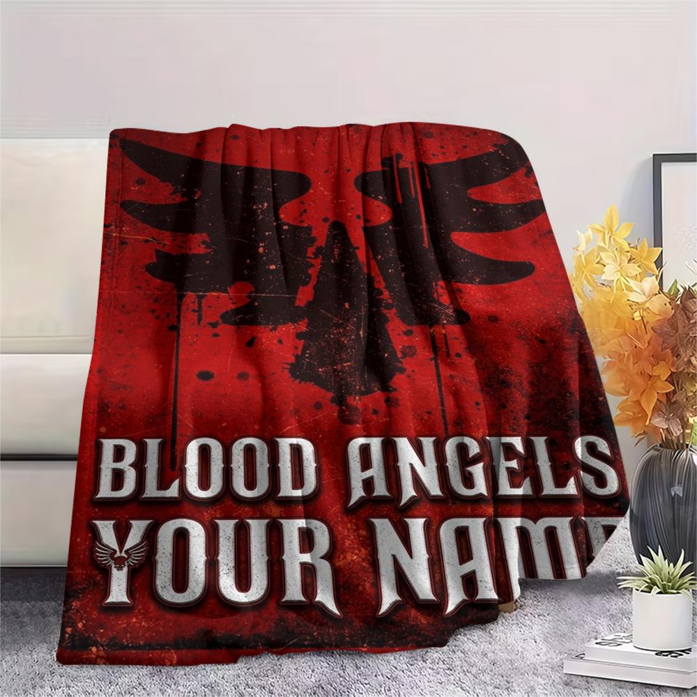 1PC Custom Name Blood Angels Patterned Flannel Blanket Suitable For All Seasons for Home Decor Warmth and Comfort Gifts Holiday Present