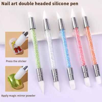 5 Pezzi Penna per Nail Art a Doppia Testa Penna per Scolpire Fiori in Silicone Bastoncino di Colla Regolabile Penna per Embossing Pennello per Nail Art Ogni Strumento per la Casa