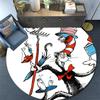 The Cat in the Hat Round Area Rug,Carpet Rug for Living Room Bedroom Sofa Playroom Decor,Non-slip Floor Mat