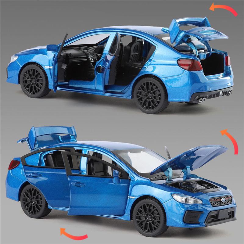 1/30 Subaru Impreza WRX STI Alloy Sports Car Model Diecast Metal Racing Vehicles Car Model Sound Light Simulation Kids Toys Gift
