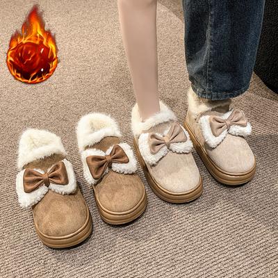 Thick Soled Suede Snow Boots Autumn and Winter Fashion Korean Version Butterfly Knot Cotton Shoes