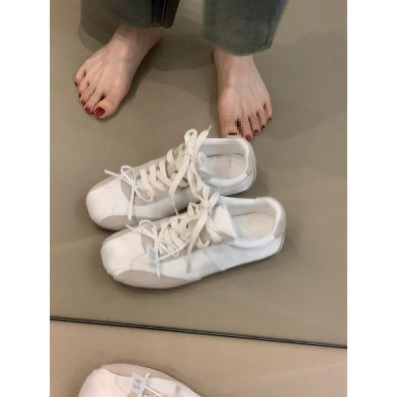 Cowhide Version~ Girl Bow Women's Lace-up Ballet Style Casual Sports Shoes Versatile