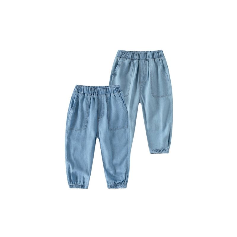 Boys' Pure Color Denim Children's Clothing Summer Children Casual Jogger Pants Mid Waist Anti Mosquito Pants Children's Thin Pants