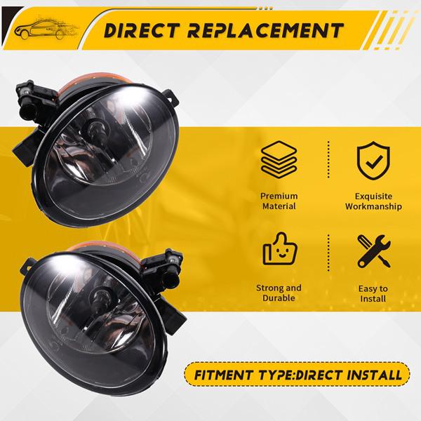 2 Pcs 5K0941699 & 5K0941700 Fog Light Kit with Wiring Harness for Volkswagen Touareg
