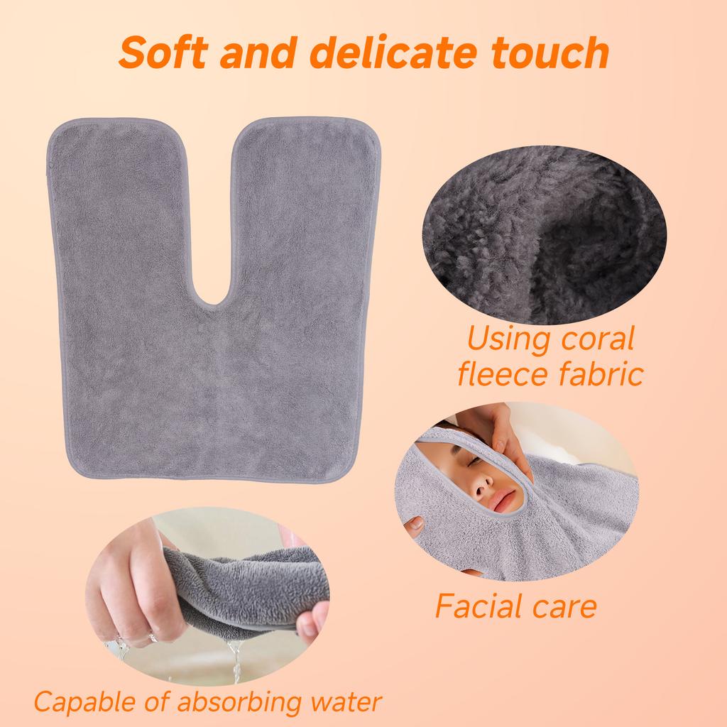 3Pcs U-Shape Towel Microfiber Esthetician Towel Absorbent Spa Massage Facial Treatment Neck Cosmetic Towels for Facial Cleansing