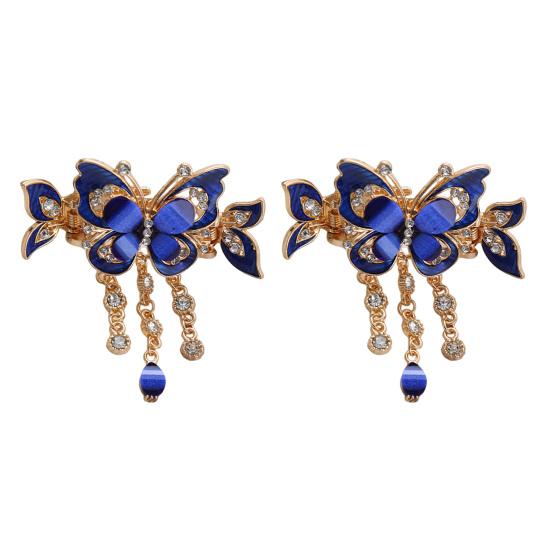 1/2 st Fjärilsformad Hårklämma med Tofskedja Anti-halk Glittrande Strass Hårklo Hårstylingverktyg Håraccessoar