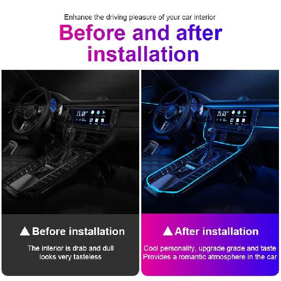 Car Ambient Light Decorative Light Bar Rgb 1/2/3/4/5M Car Interior Neon Atmosphere Auto Console Air Outlet Lamp Led Light Strips