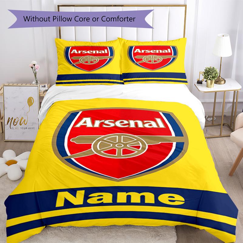 3pcs Custom Name Arsenal F.C Bedding Set Duvet Cover Closure Includes 1 Duvet Cover & 2 Pillowcases, Soft and Comfortable for All Seasons.