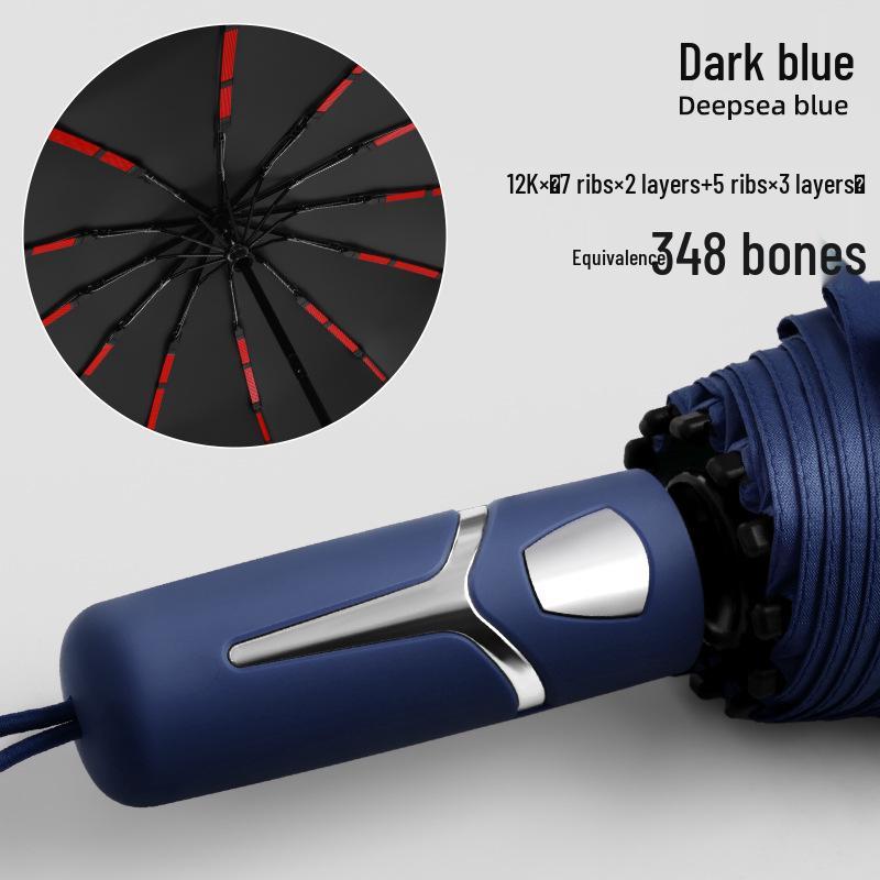 

348 Windproof Storm Umbrella: Extra Large & Thick Automatic Folding Sunshade for Men & Women.