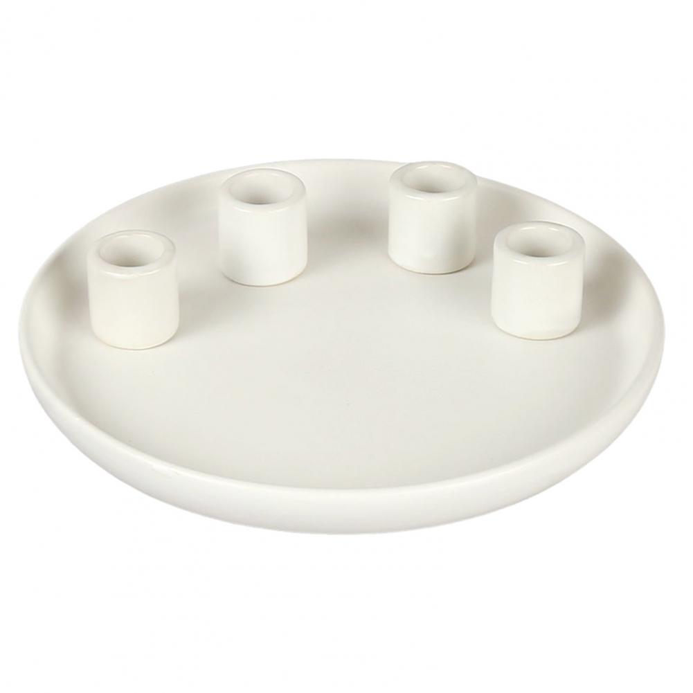 Ceramics Advent Candle Holder Matte Black White Taper Candle Tray 4 Candlestick Seats Dining Table Decoration