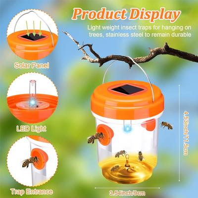 Εξωτερική Παγίδα Σφηκών Ηλιακής Ενέργειας Αδιάβροχη Εντομοπαγίδα Κήπου για Κουνούπια Επαναχρησιμοποιούμενη Παγίδα για Φρουτόμυγες Ασφαλής Μη Τοξική Παγίδα για Έντομα και Μέλισσες