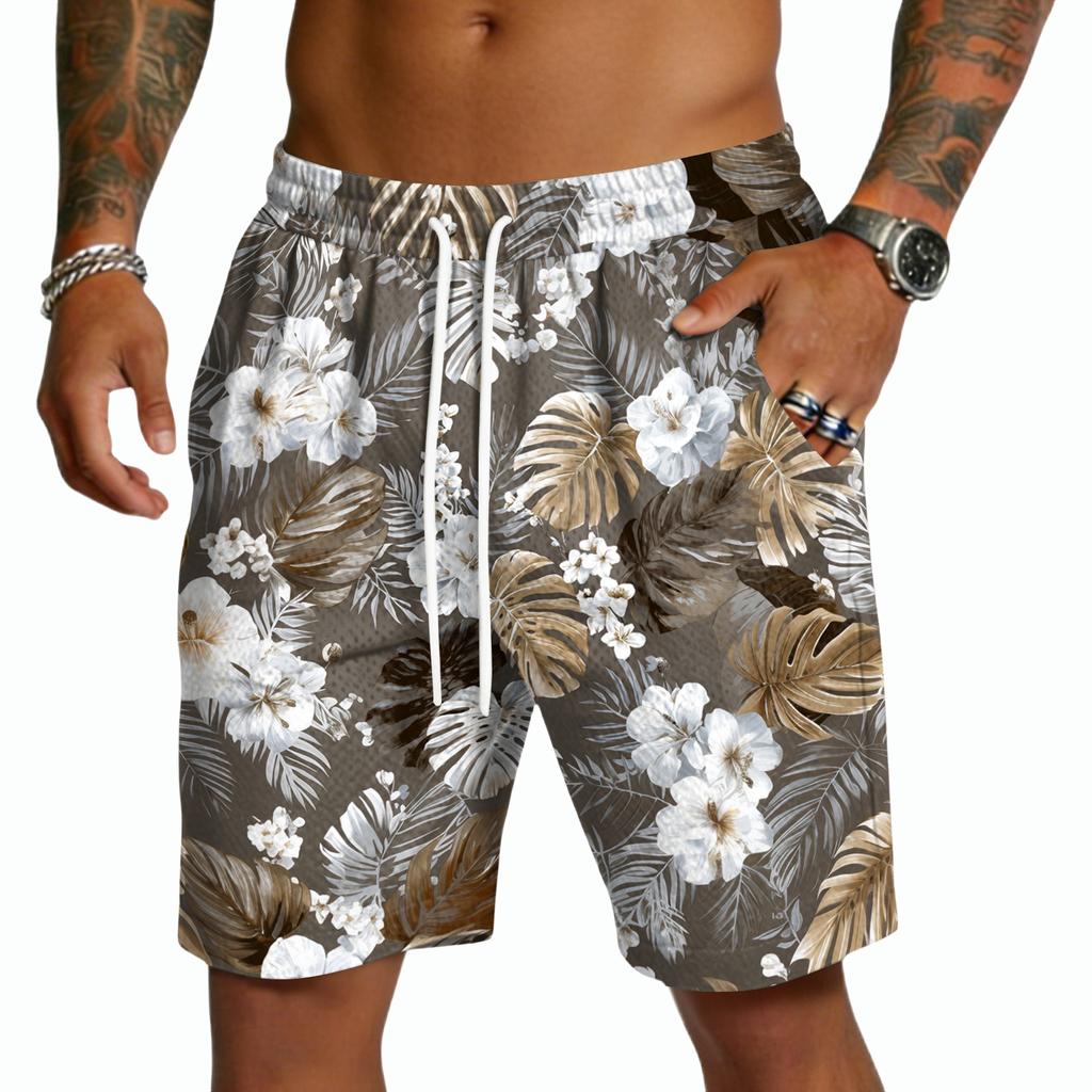 Hawaiian Shorts for Men Mens Swim Trunks Swim Trunks Men Hawaiian Swim Trunks Mens with Drawstring and Tropical Print for Swimming Beach Sports