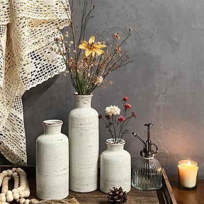 3PC Fried Flower Vases Living Room Table Decoration Rustic Round Shape Bohemian Flower Holder Shelf Centerpieces