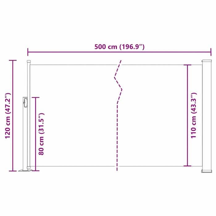 VidaXL Auvent latéral rétractable de patio 120x500 cm Rouge