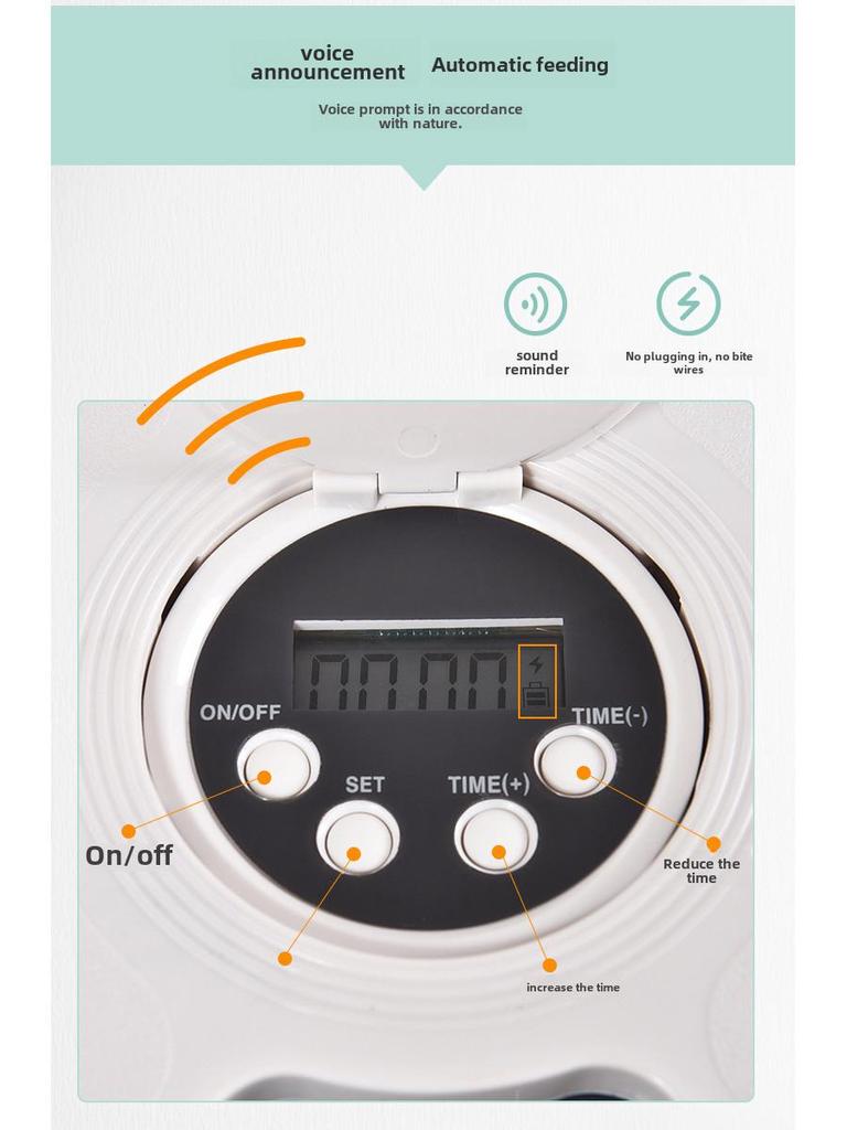 Smart husdjursmatare med sex fack och stor kapacitet med musikalisk påminnelse